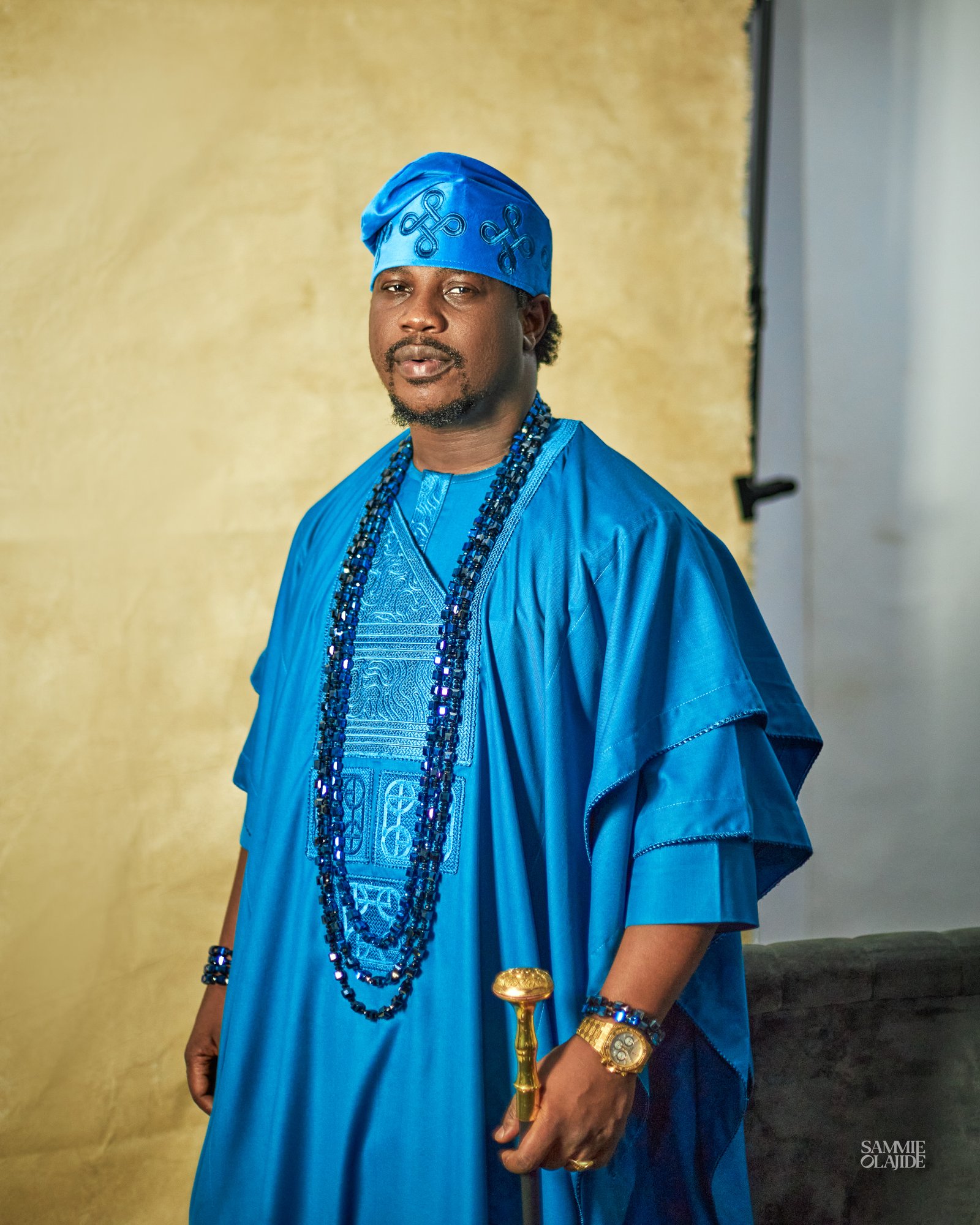 Blue Multi Layered Cashmere Agbada